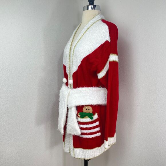 Holiday Time Womens Mrs. Santa Cardigan Top Sweater XL (16-18) Christmas Costume - Picture 6 of 14